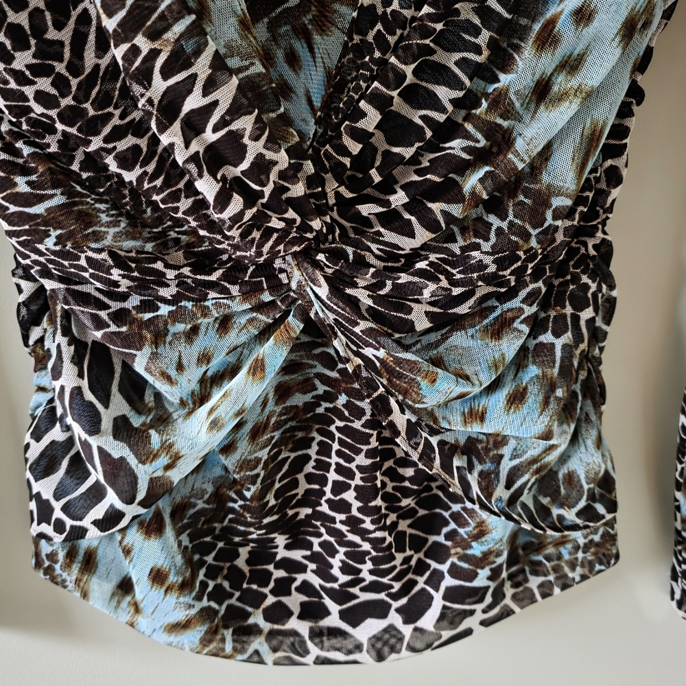 Joseph Ribkoff Leopard Print Top - Brown and Blue - Picture 6 of 12